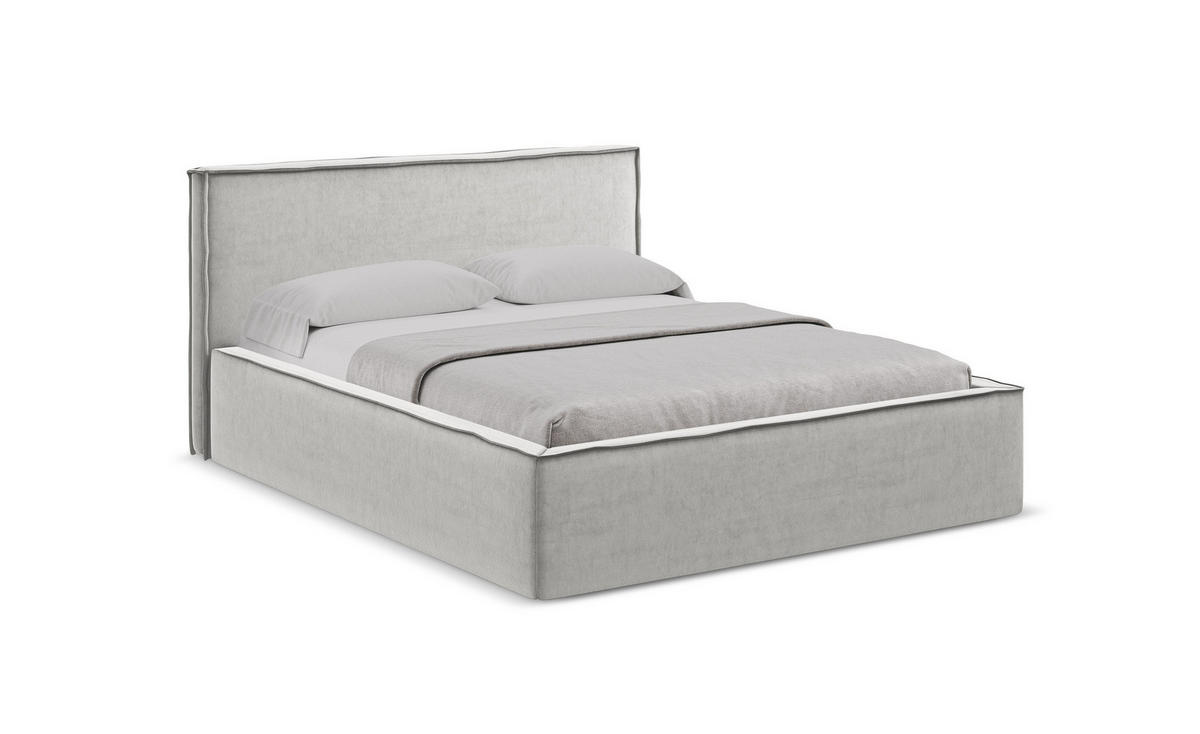 POLSTERBETT mit Bettkasten und Lattenrost 180x228 Grau - Silberfarben/Schwarz, Kunststoff/Textil (160/200cm) - Makamii