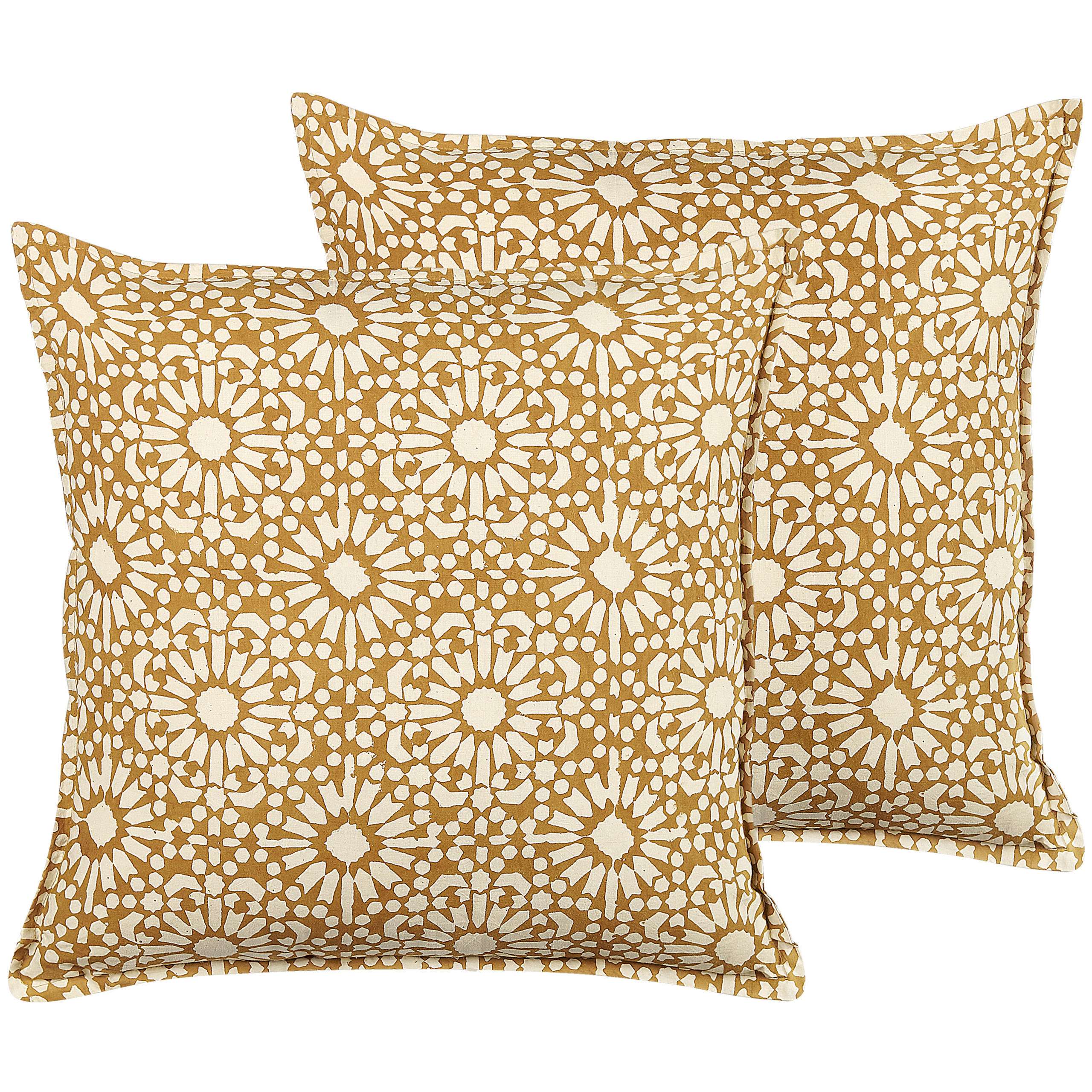 OKRASNA BLAZINA komplet 2 peščeno bež 45/45 cm Ceiba - bež, tekstil/naravni materiali (45/45cm) - Beliani