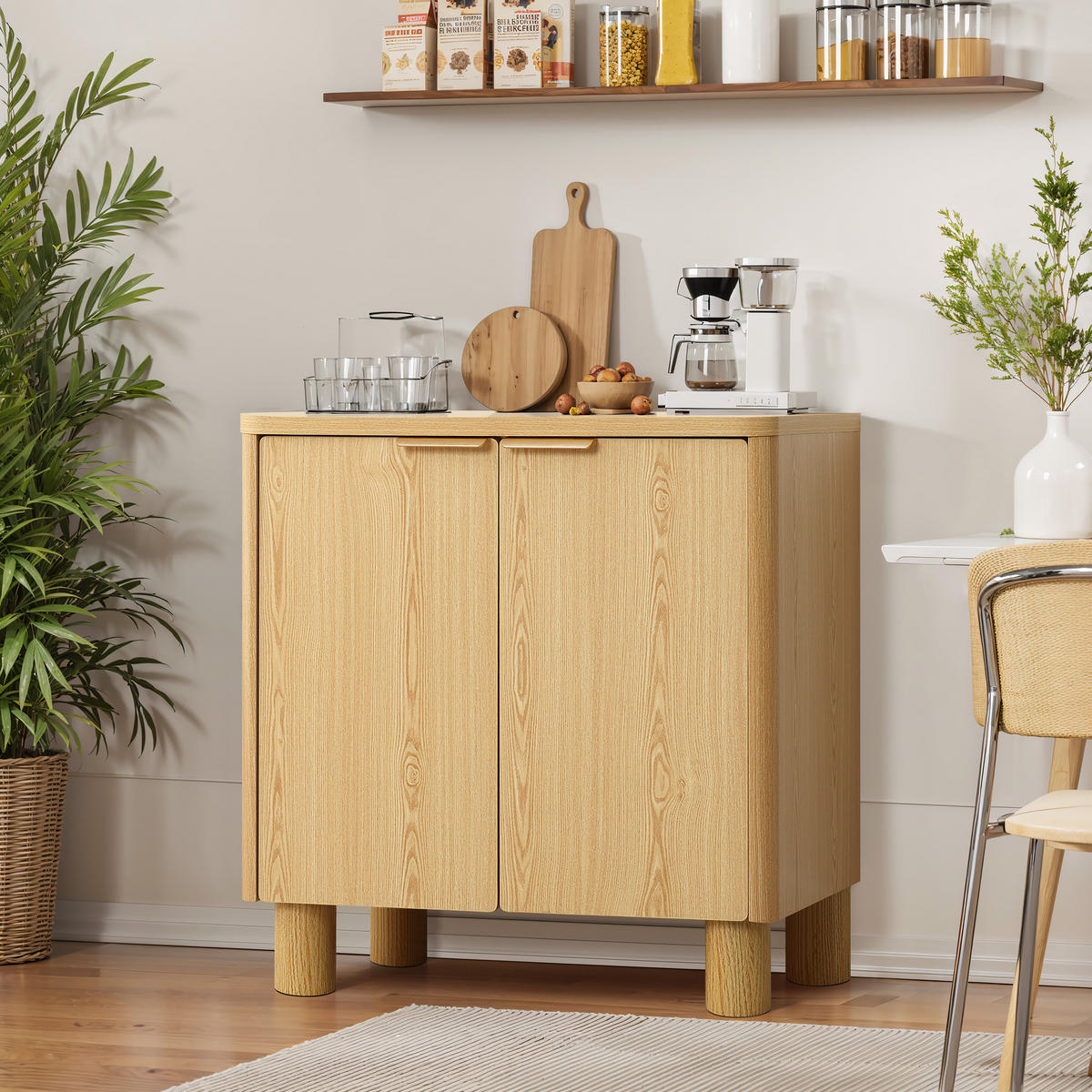 MODERNES Sideboard Wohnzimmer, Kommode mit 2 Türen | B72 x T39,5 x H75 cm - Eichefarben/Braun, Holz (72/75/39.5cm) - Hometopia