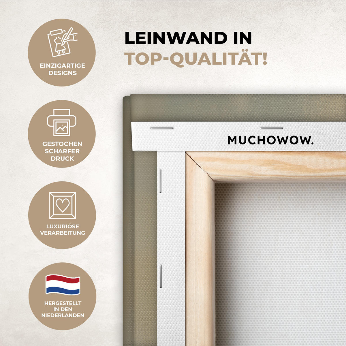 LEINWANDBILD Schaf - Jesus - Pinselstriche - Abstrakt Wandbild Wohnzimmer 50x50 cm - Sandfarben, Textil (50/50cm) - MuchoWow