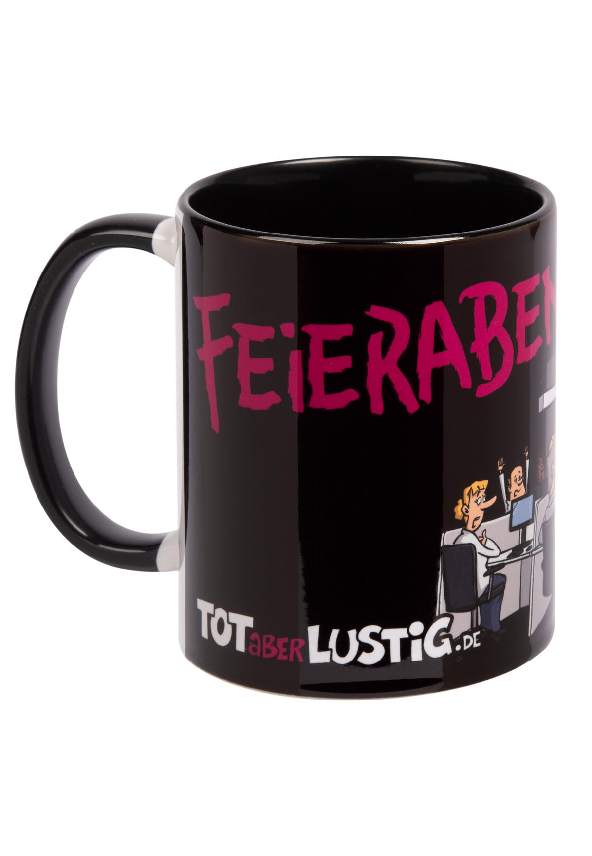 KAFFEEBECHER Tot aber lustig Feierabend! Weiß 320 ml - Weiß, Keramik (0.32L) - United Labels