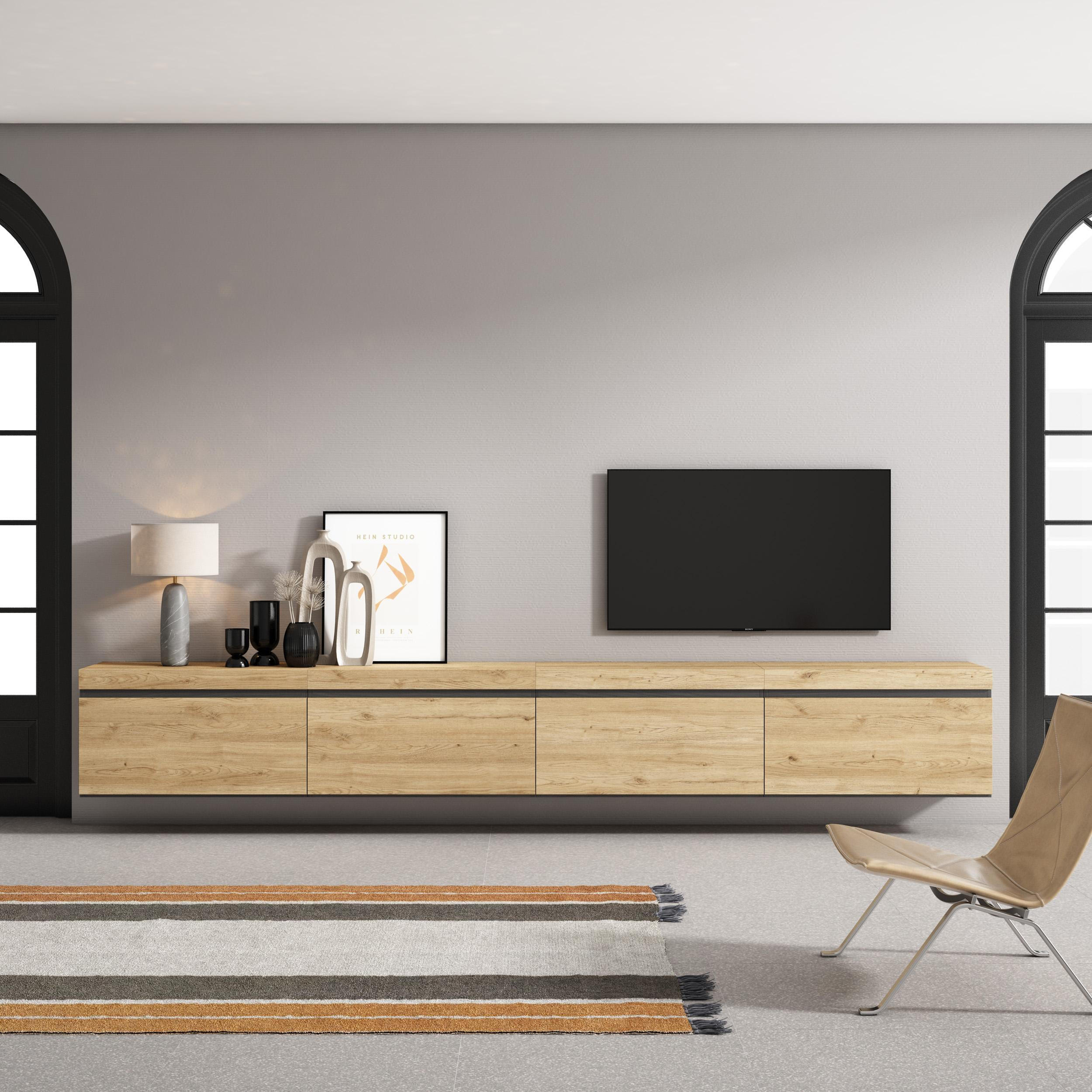 TV-SCHRANK Lowboard, Hängend, eiche, 320/35/45cm - Eichefarben, Holzwerkstoff (320/45/35cm) - Skraut Home