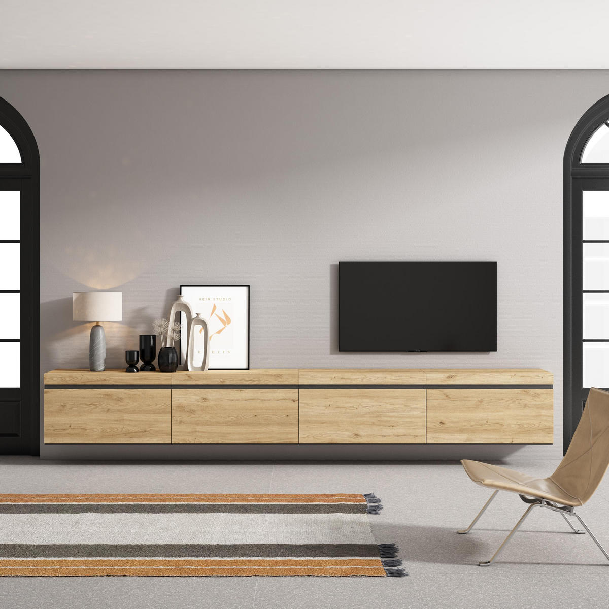 TV-SCHRANK Lowboard, Hängend, eiche, 320/35/45cm - Eichefarben, Holzwerkstoff (320/45/35cm) - Skraut Home