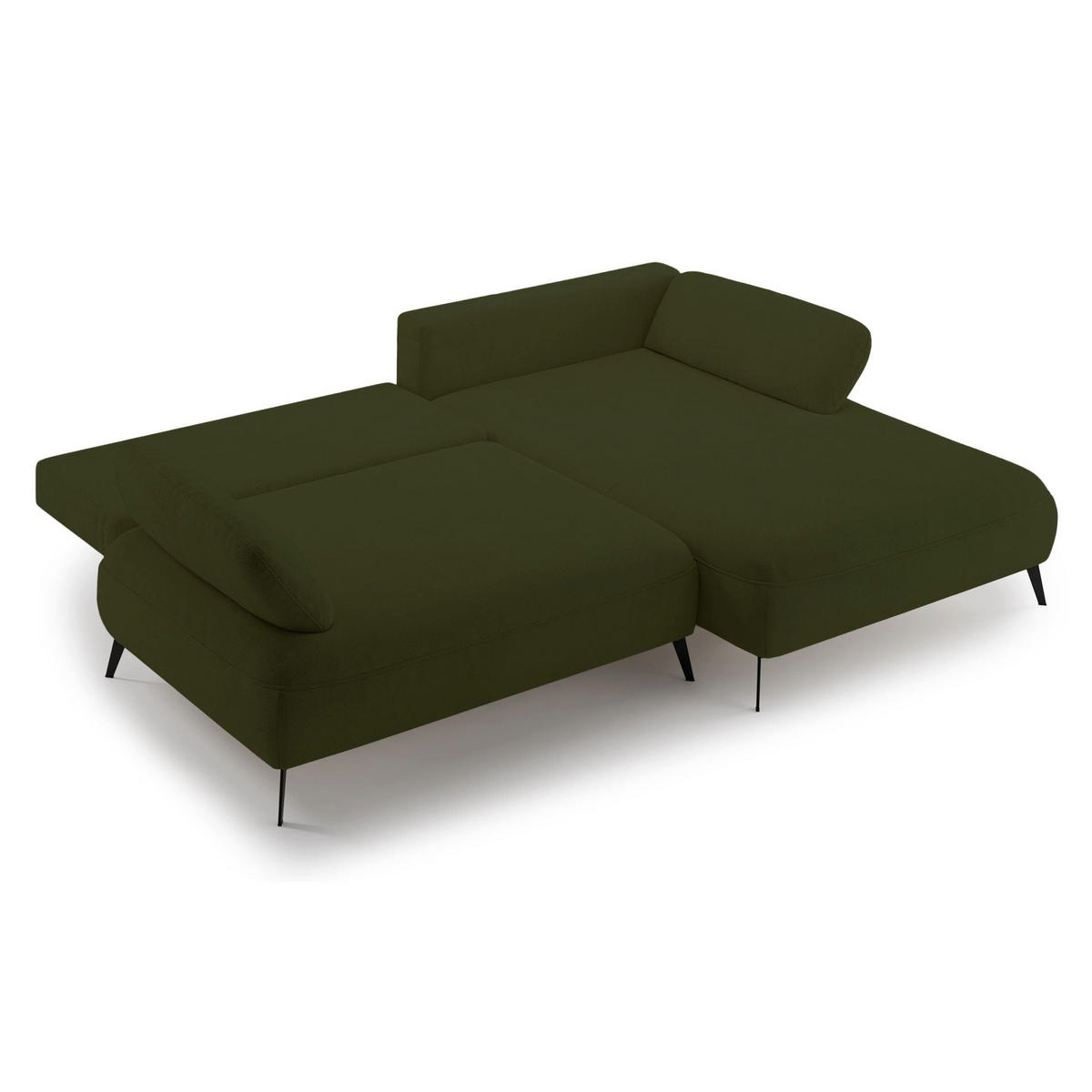 ECKSOFA Avolla Olivgrün rechts - Schwarz/Olivgrün, Textil/Metall (186/284cm) - Selsey