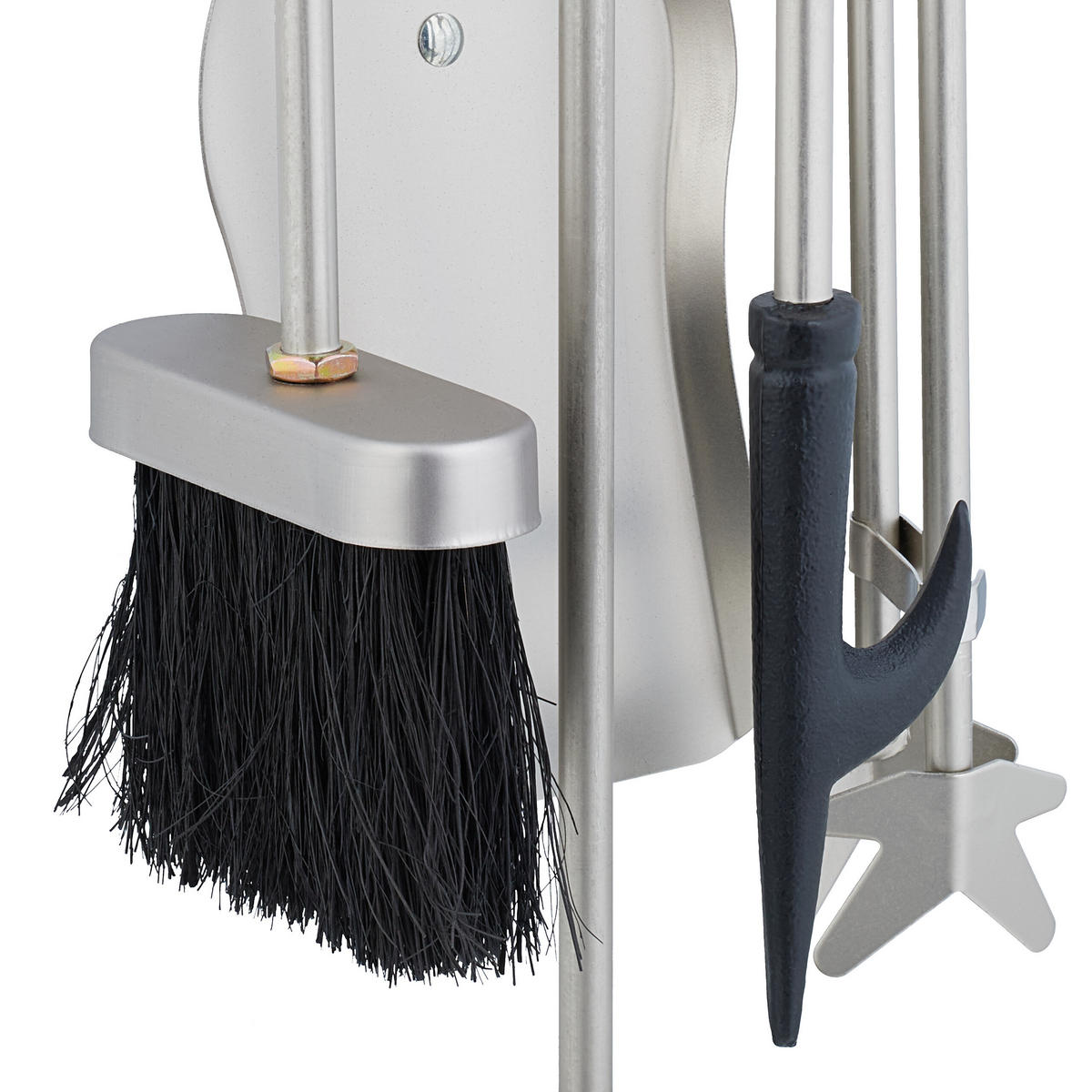 5-TLG.KAMINBESTECK-SET - Silberfarben, Metall (21/54/20cm) - Relaxdays