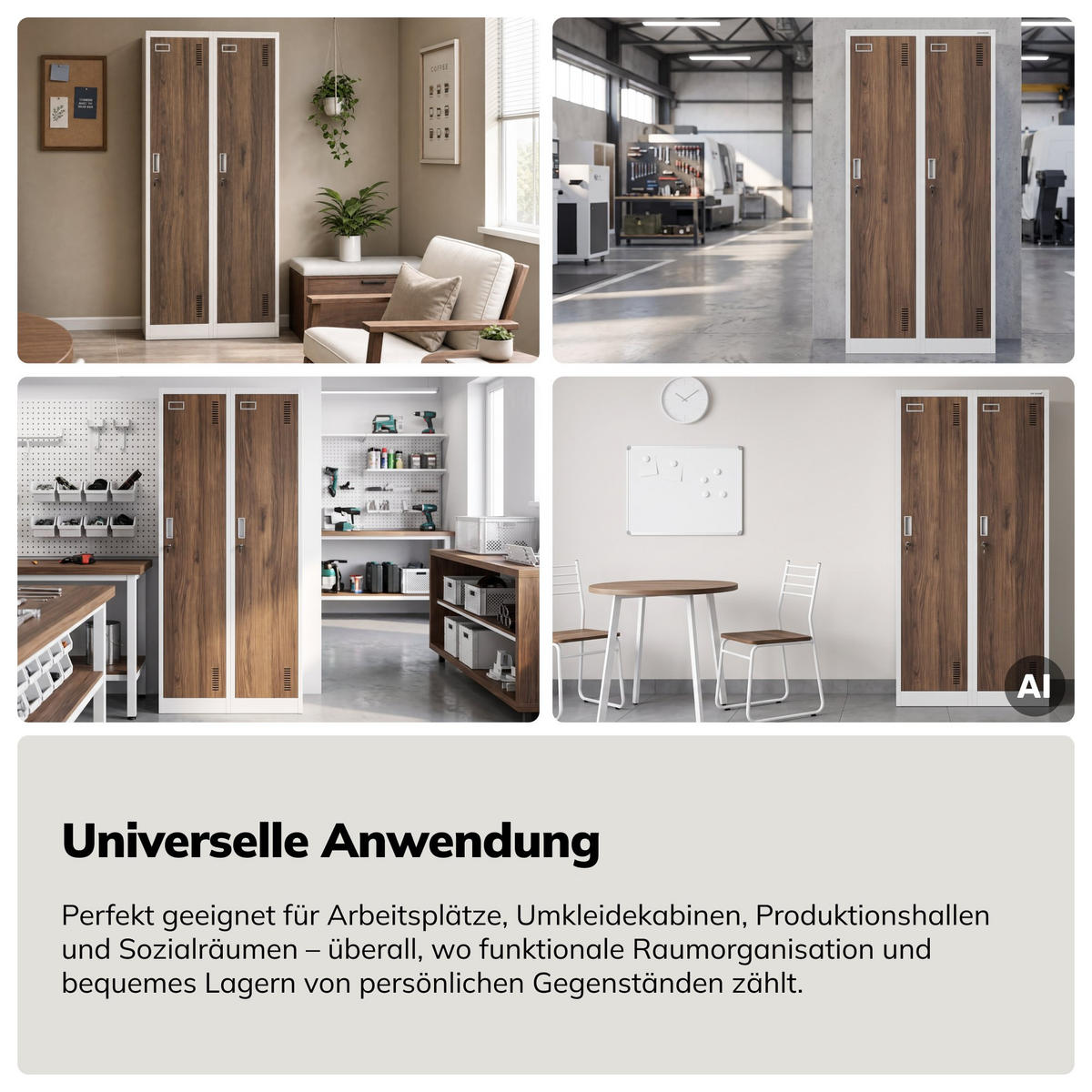 PERSONALSCHRANK KACPER 180x80x50 cm - Nussbaumfarben/Weiß, Metall (80/180/50cm) - Jan Nowak