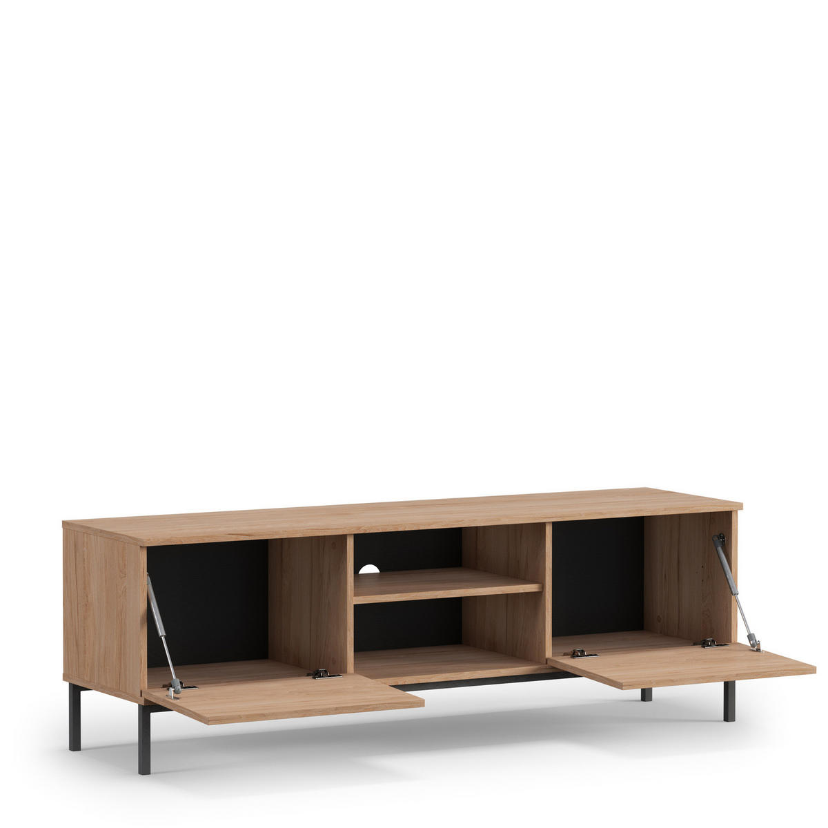 TV-LOWBOAARD Dallas 2D 150 cm Weiß - Schwarz/Weiß, Holzwerkstoff/Metall (150/50/41cm) - Ravio