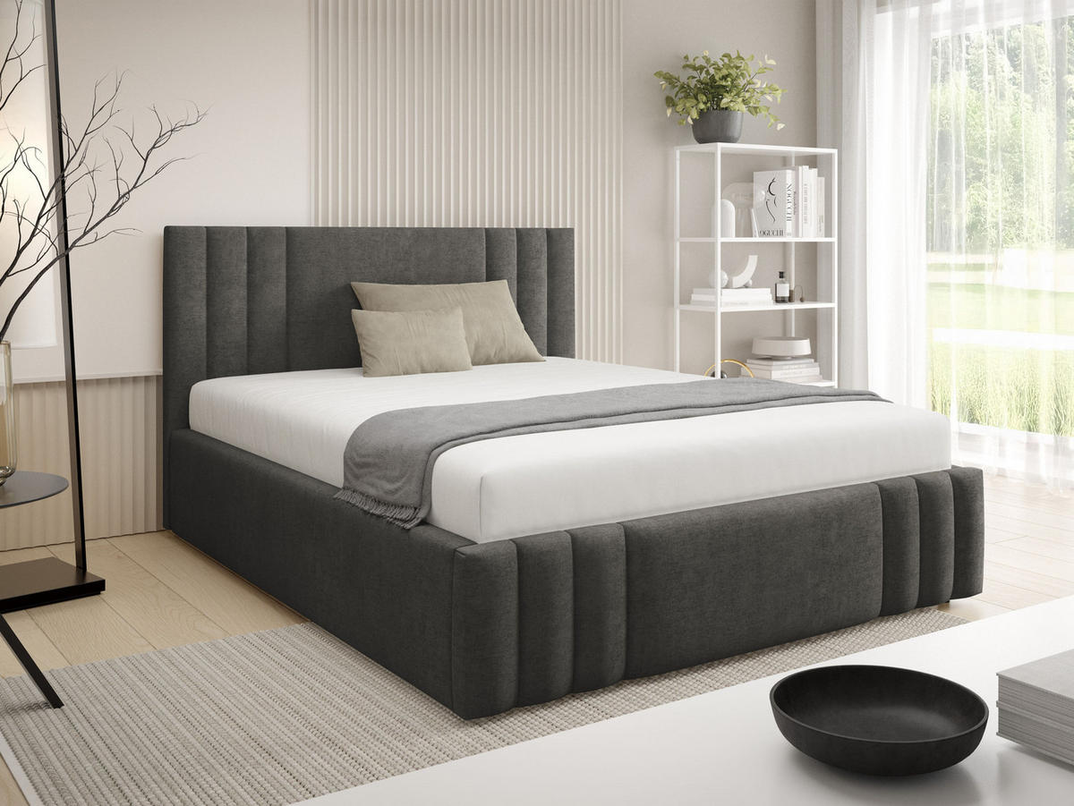 POLSTERBETT Ribo - Dunkelgrau, Holz/Textil (180/200cm) - MIRJAN24