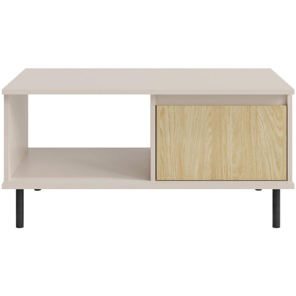 COUCHTISCH Monako mit 1 Schublade, Beige Sand - Eichefarben/Beige, Holzwerkstoff/Metall (65/97/47cm) - Beautysofa
