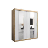 SCHWEBETÜRENSCHRANK 200/180/62 2-türig - Silberfarben/Weiß, Holz/Kunststoff (180/200/62cm) - Abiks Möbel