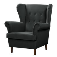 OHRENSESSEL - Dunkelgrau/Dunkelbraun, Textil (85/101/89cm) - home24