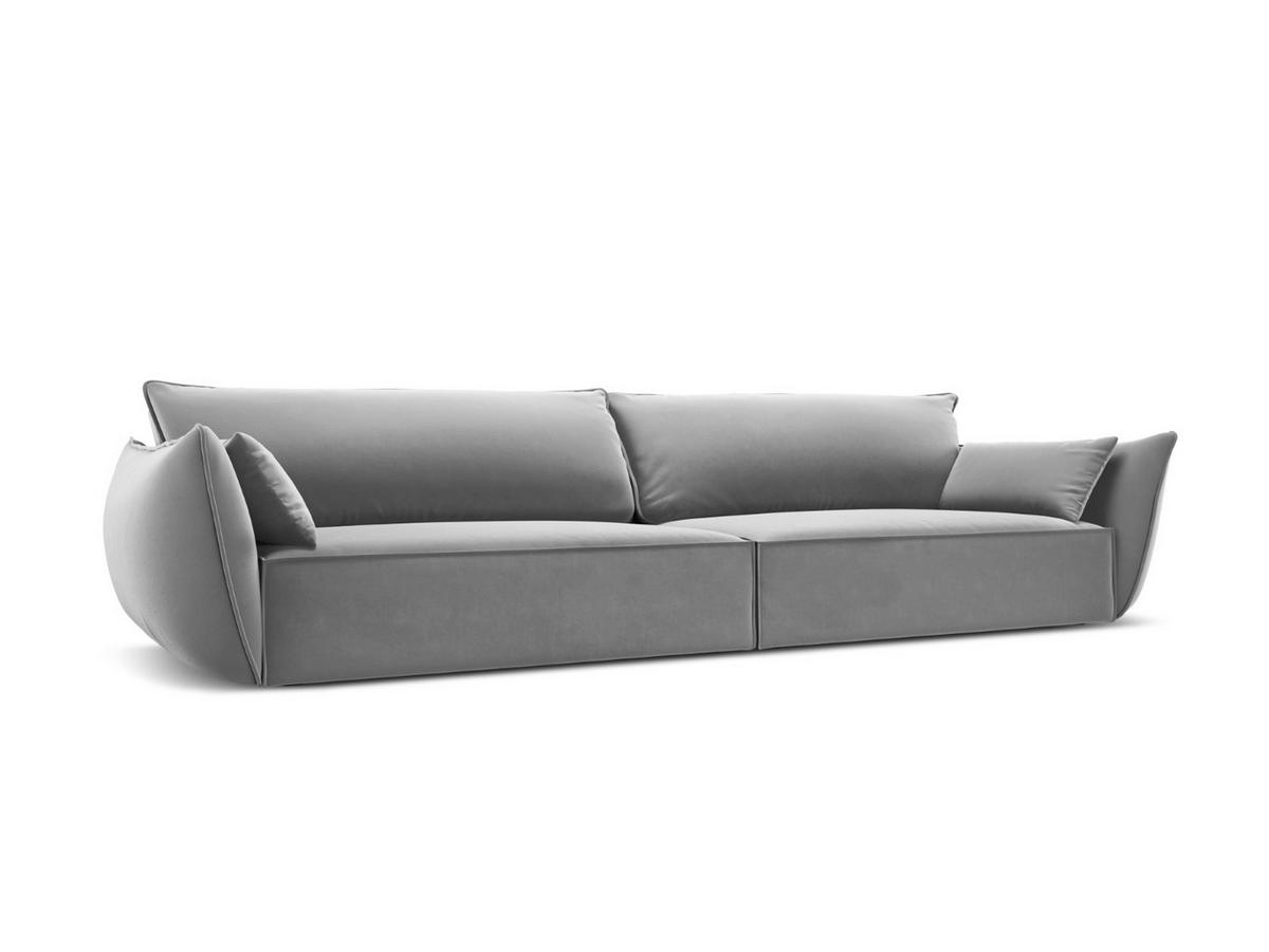 SOFA Kaelle aus Samt grau 4 Sitzplätze - Grau, Textil (110/85/248cm) - Micadoni