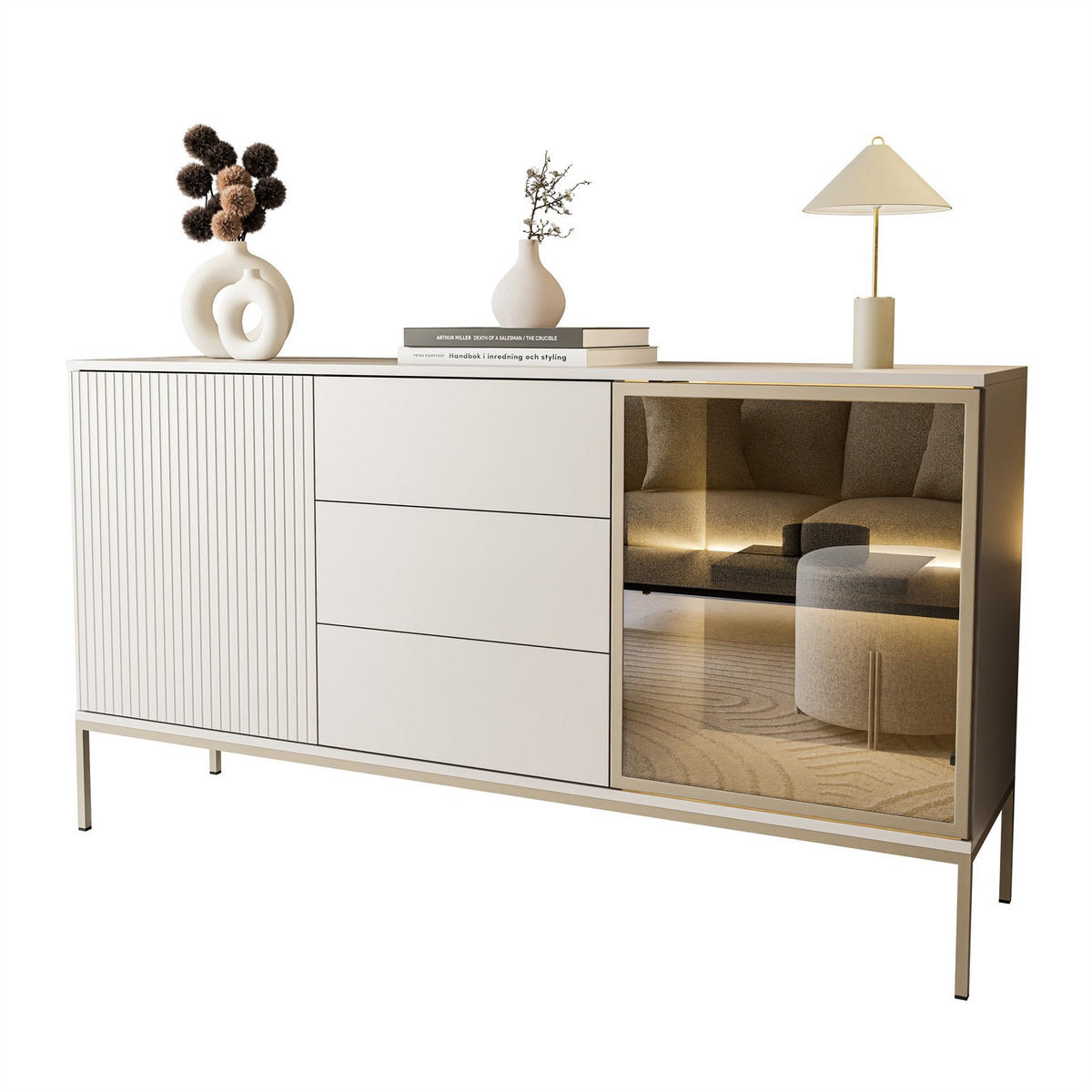 SIDEBOARDS ECLIPSE KSZ154 mit Beleuchtung,KASCHMIR - Kaschmir, Holzwerkstoff (154/83/39cm) - Lookway