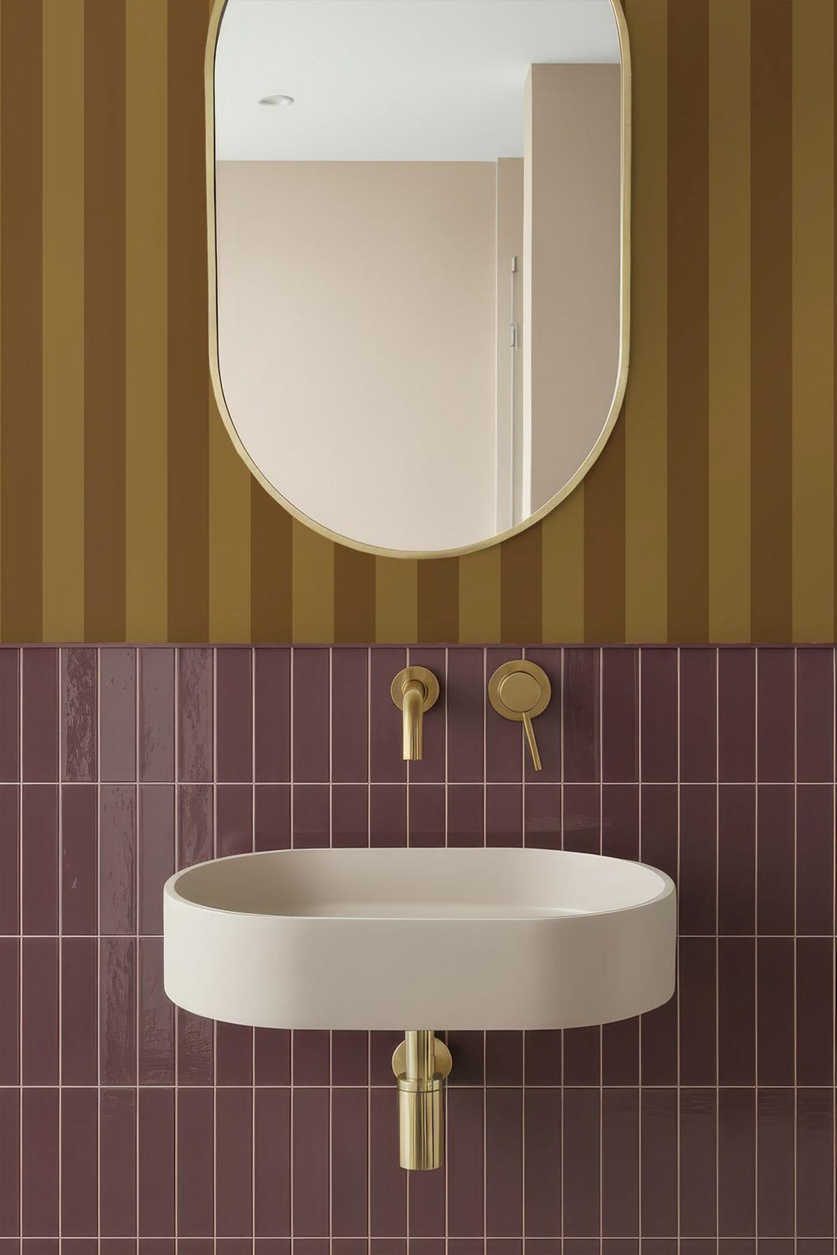 TAPETE Streifenmuster 50 x 900 cm - Braun, Papier (50/900cm) - ESTAhome