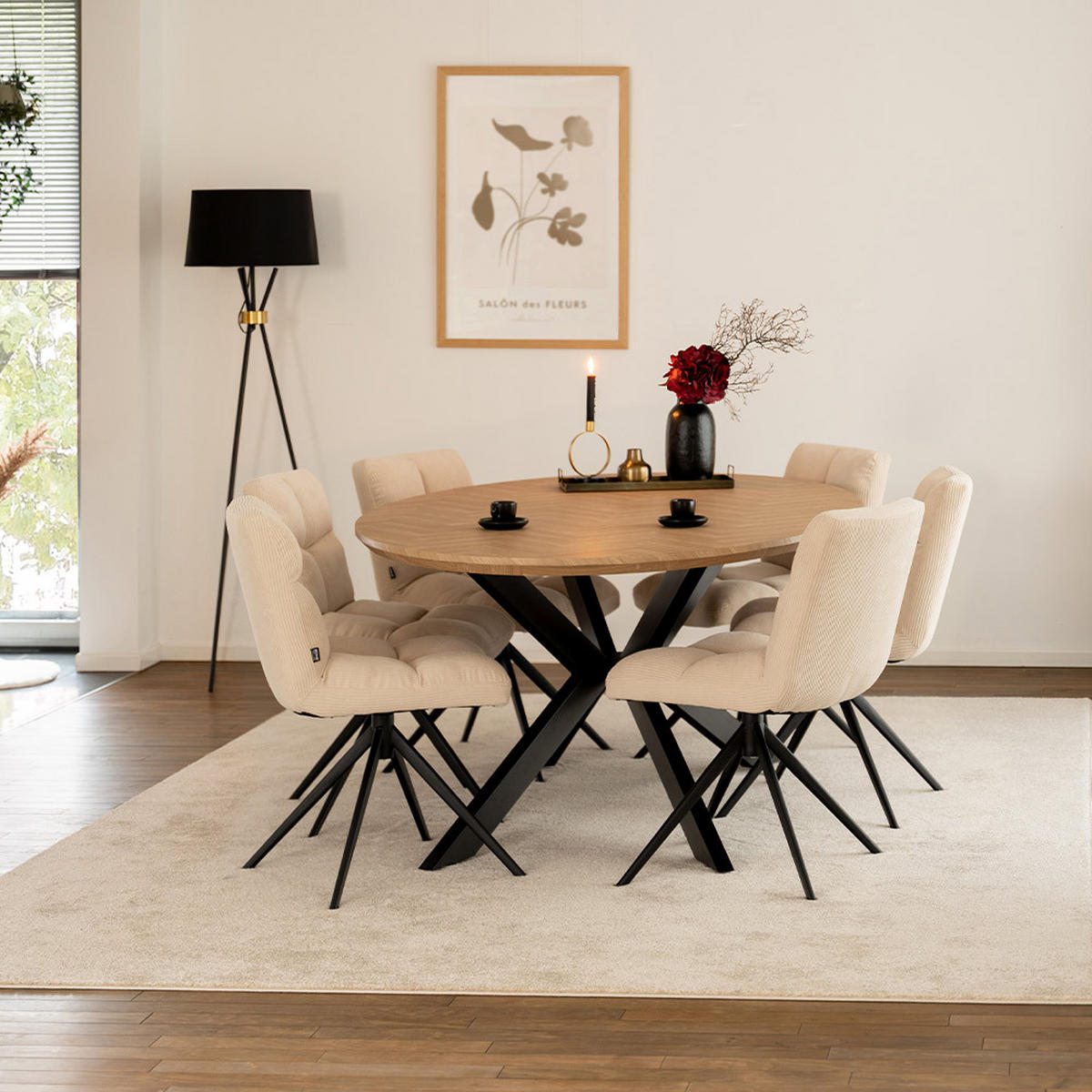 ESSTISCH OVAL AVENTIS - Fishbone Oak, 200 x 120 cm - Braun, Holz (200/120/4cm) - Home Deluxe