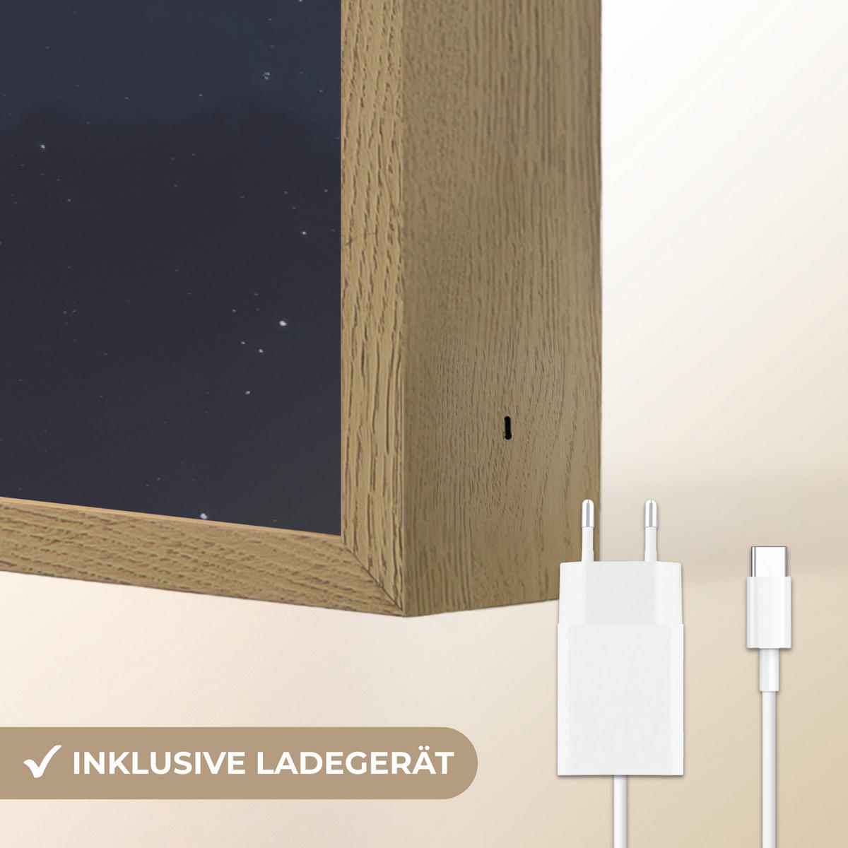 NÁSTĚNNÁ LAMPA S AKUMULÁTOREM Medvídek - Měsíc - Mraky - Hvězdy 60x40 cm - tmavě modrá, kompozitní dřevo (60/40/8cm) - OnlyWow