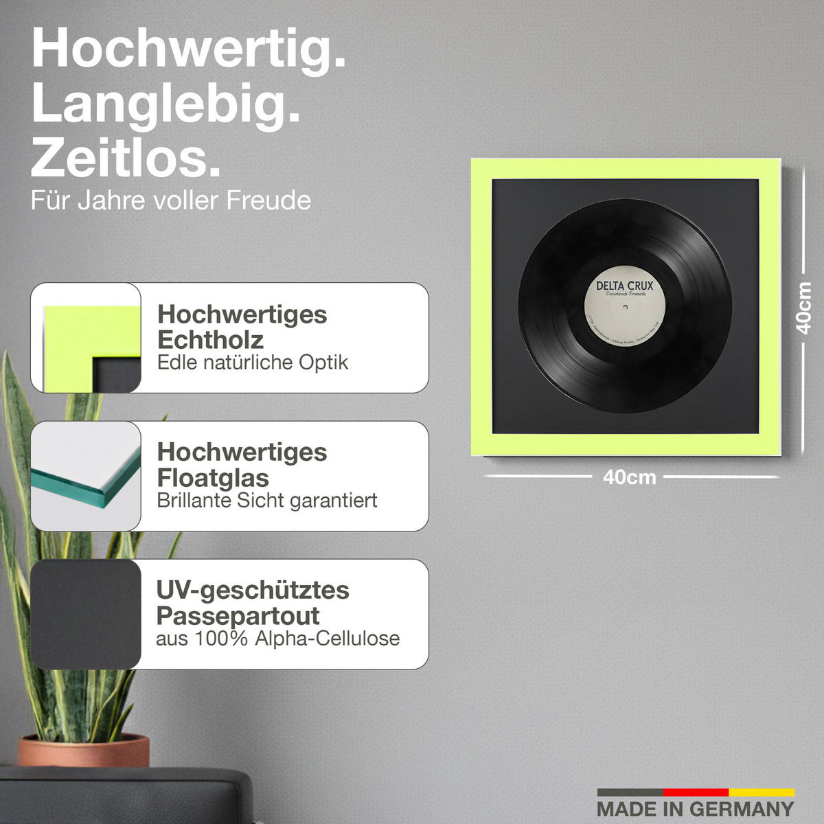 SCHALLPLATTEN RAHMEN 40/40 für die Vinyl - Grün, Holz (40/40cm) - K-Möbel