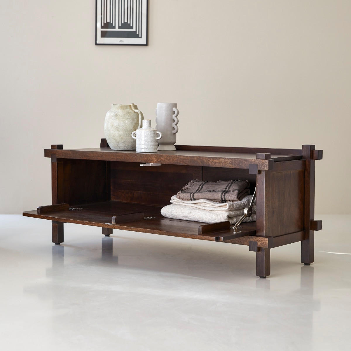 TV-SCHRANK Arko Dunkelbraun aus Mango - Dunkelbraun, Holz (120/48/40cm) - Tikamoon