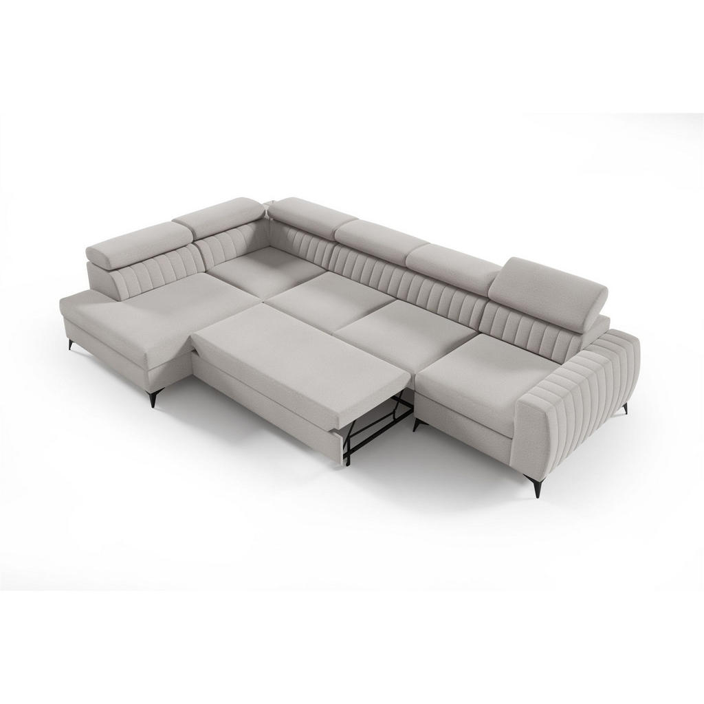 Thumbnail - Fun Möbel Ecksofa, Grau, Textil, Ottomane links, 340x200 cm, Wohnzimmer, Sofas & Couches, Wohnlandschaften, Ecksofas