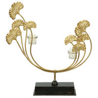 KERZENHALTER Glam Iris, goldfarben und schwarz, Eisen und Glas, 50 x 12 x 55 cm - Goldfarben/Schwarz, Glas/Metall (50/55/12cm) - Mauro Ferretti