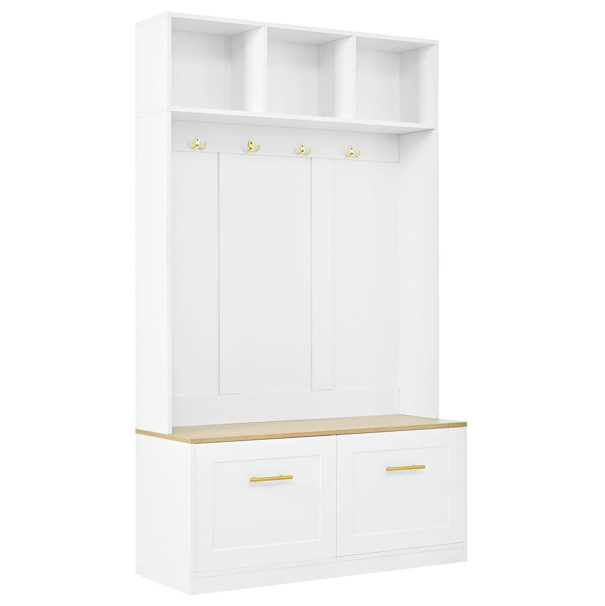 GARDEROBENSET mit Sitzbank 105 x 40 x 180 cm Holzoptik Weiß - Weiß, Holzwerkstoff (40/180/105cm) - Beauniv
