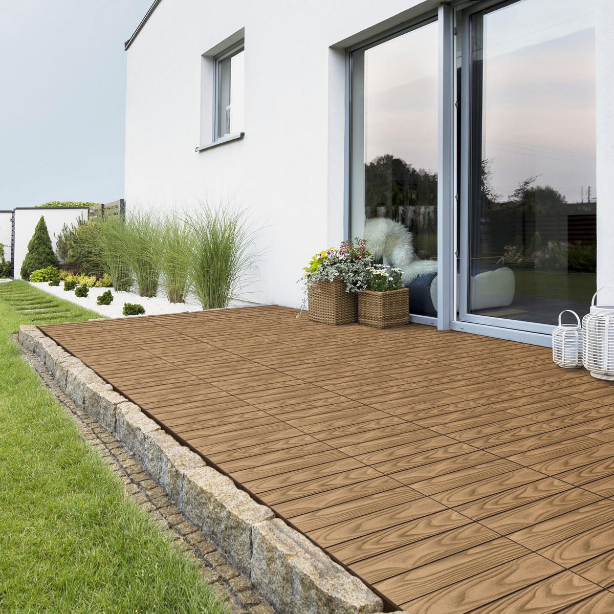 TERRASSENFLIESE Teak 22 Stück - Alteiche, Holzwerkstoff (30/30/2.1cm) - ML-DESIGN