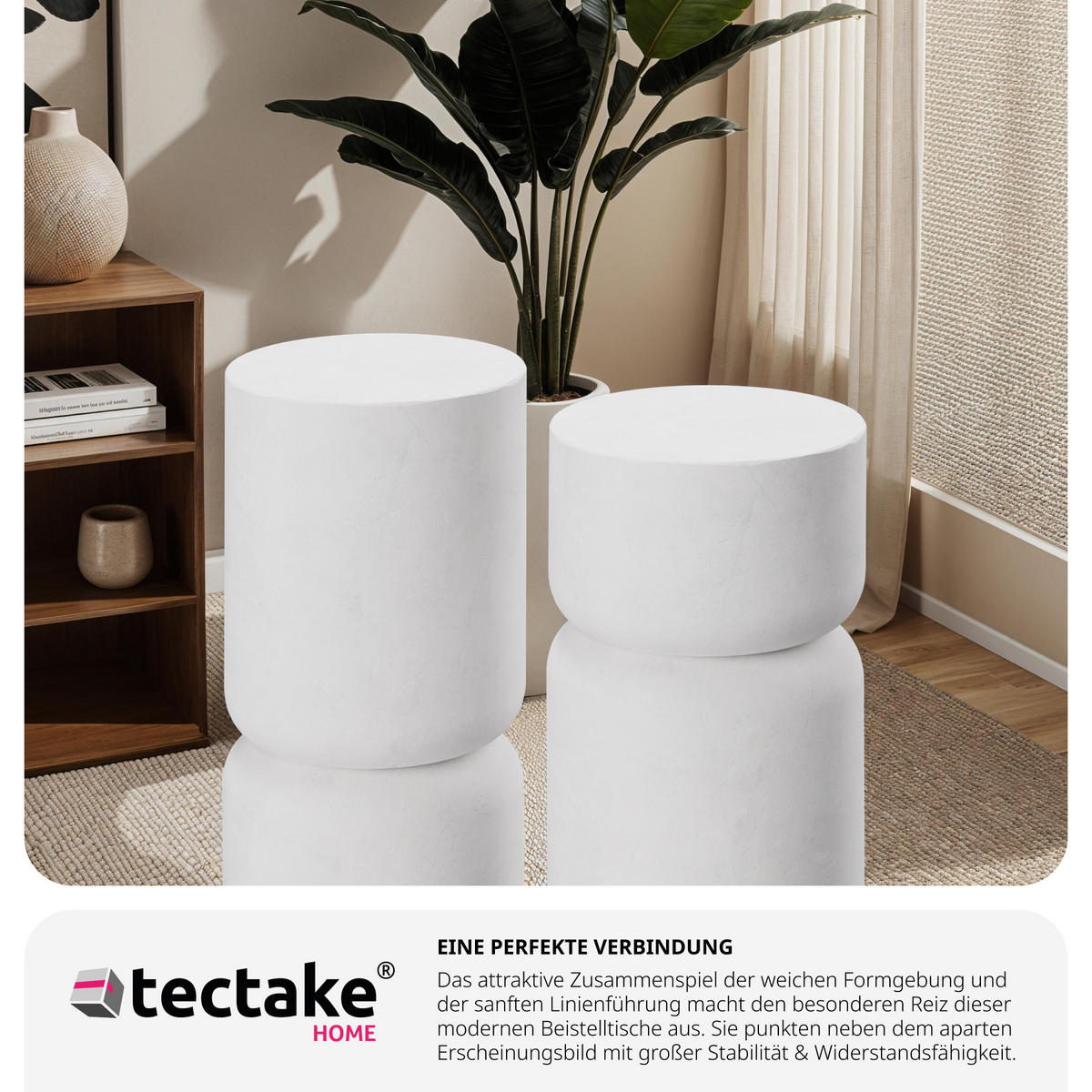 BEISTELLTISCH 2er Set Amine, 28 x 54,5 cm ,weiß - Weiß, Keramik (28/28/54.5cm) - tectake