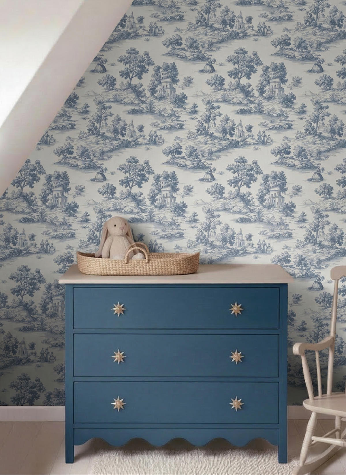 TAPETE Toile de Jouy 53 cm x 10 m - Blau, Papier (53/1000cm) - Sanders & Sanders