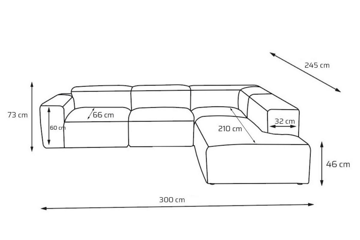 4-SITZER modulares Ecksofa HEAVEN SET 2 Links, Breite 300 cm Webstoff Weiß - Schwarz/Weiß, Holz/Kunststoff (300/245cm) - Muffo
