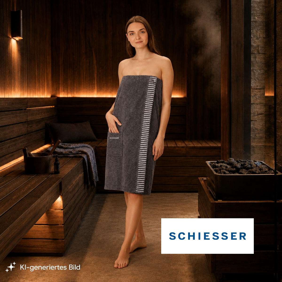 SAUNAKILT Rom Damen - 36-42 - Dunkelgrau - Dunkelgrau, Textil (80/130cm) - SCHIESSER