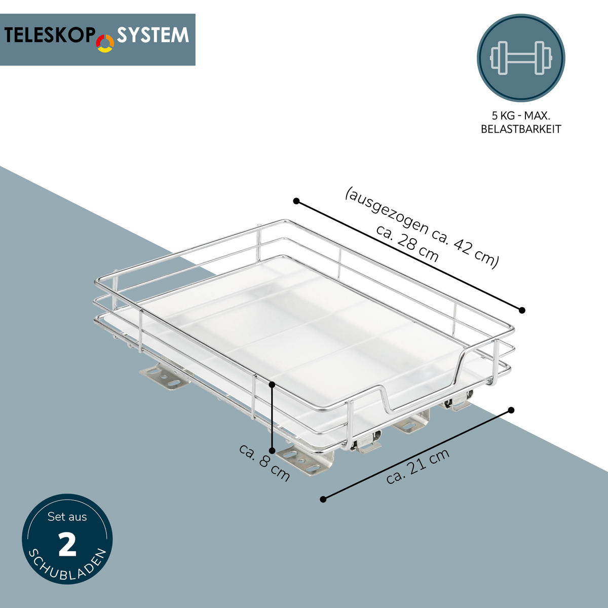 TELESKOP-GEWÜRZREGAL 2er Set, ausziehbar, Metall, Chrom - Silberfarben, Metall (21/8/28cm) - bremermann