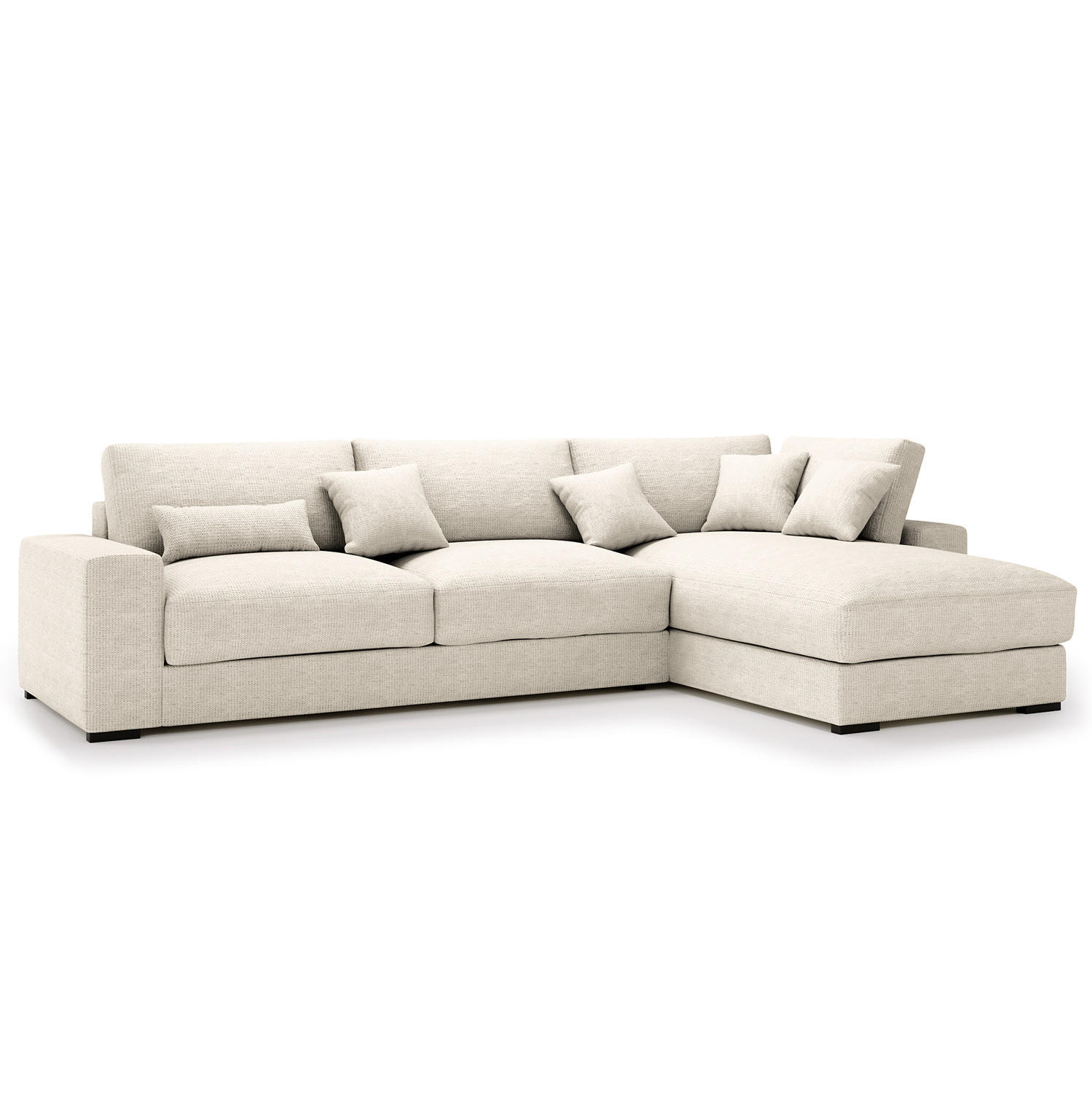 ECKSOFA mit Longchair - Schwarz/Grau, Kunststoff/Textil (340/205cm) - home24