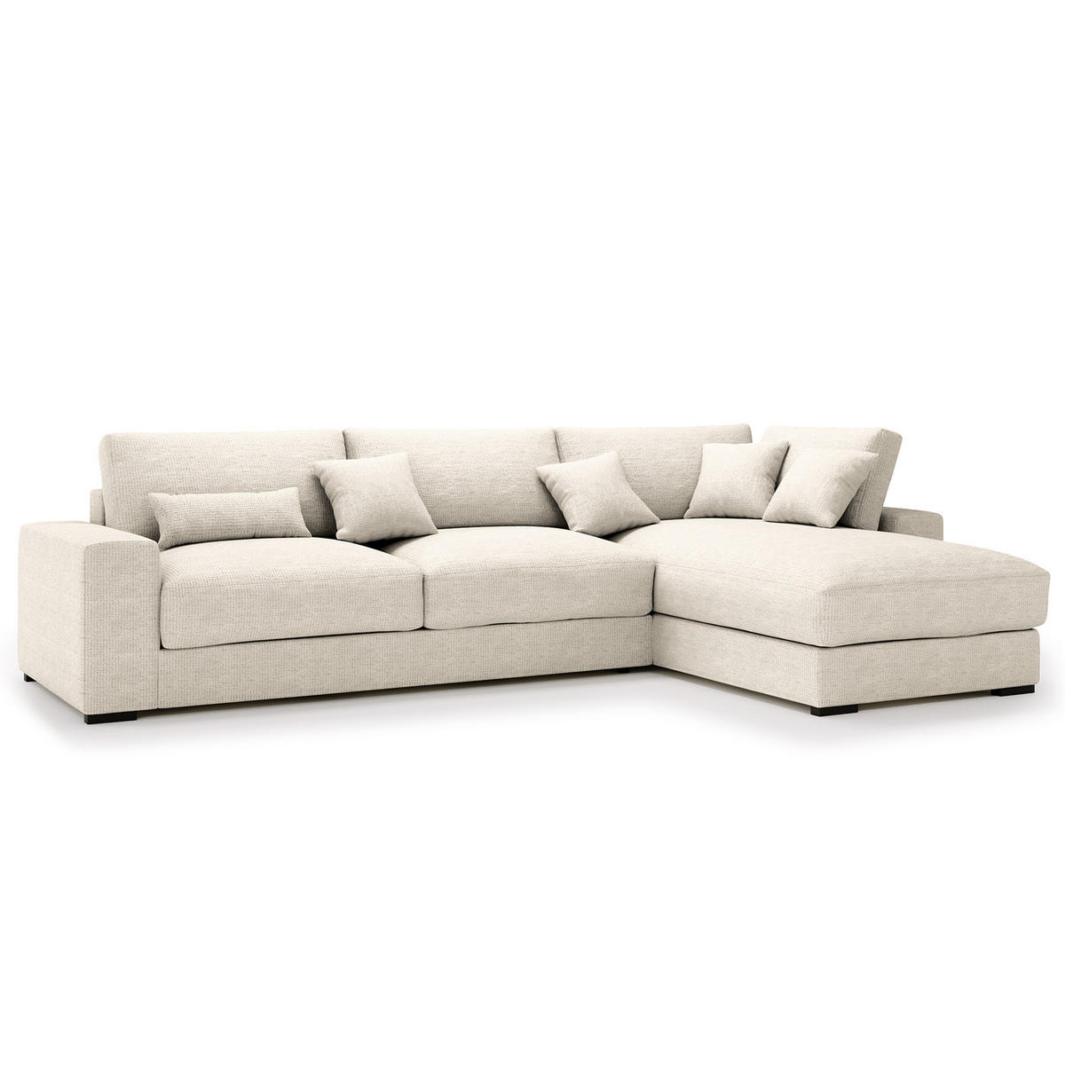 ECKSOFA mit Longchair - Schwarz/Grau, Kunststoff/Textil (340/205cm) - home24