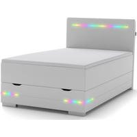 BOXBETT Texas weiß 140/200 cm LED Kunstleder - Weiß, Holz/Textil (140/200cm) - wonello