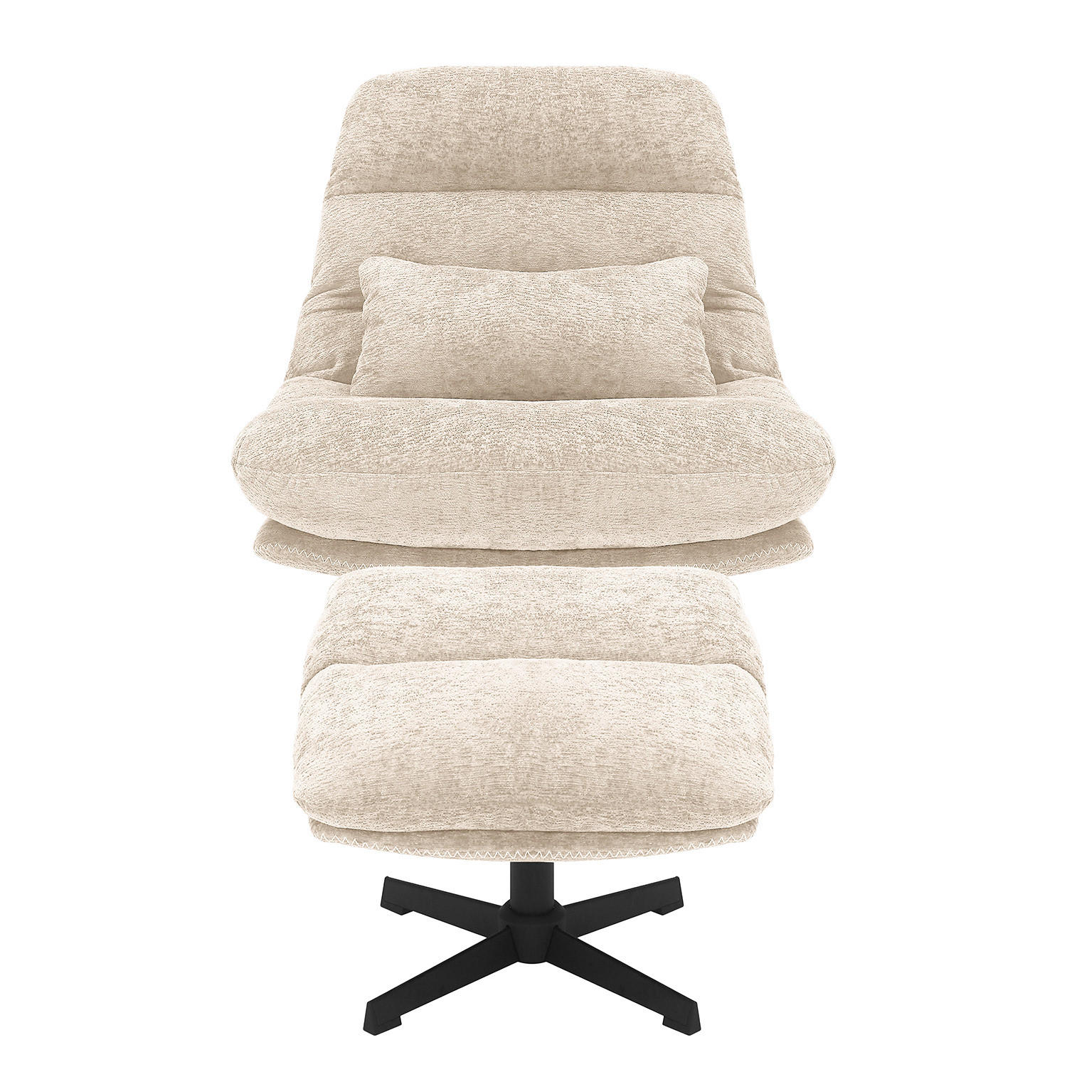 RELAXSESSEL - Chenille - Beige/Schwarz, Textil/Metall (84/88/94cm) - home24