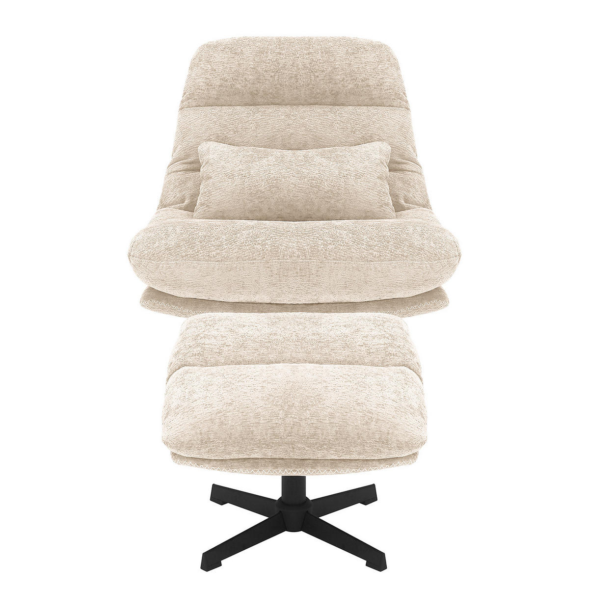 RELAXSESSEL - Chenille - Beige/Schwarz, Textil/Metall (84/88/94cm) - home24