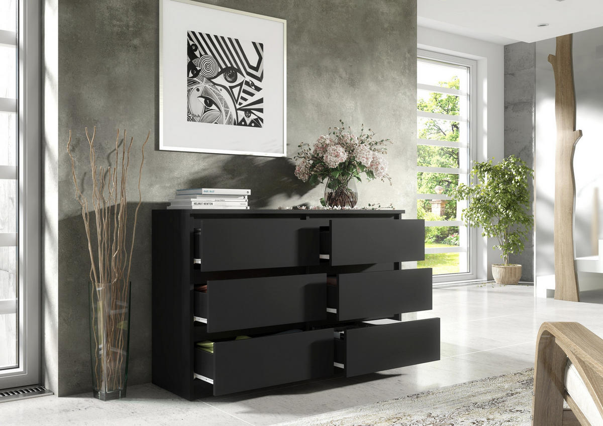 KOMMODE Schwarz 139/79/39 - Schwarz, Holzwerkstoff (139/79/39cm) - RAUMHIRSCH FURNITURE