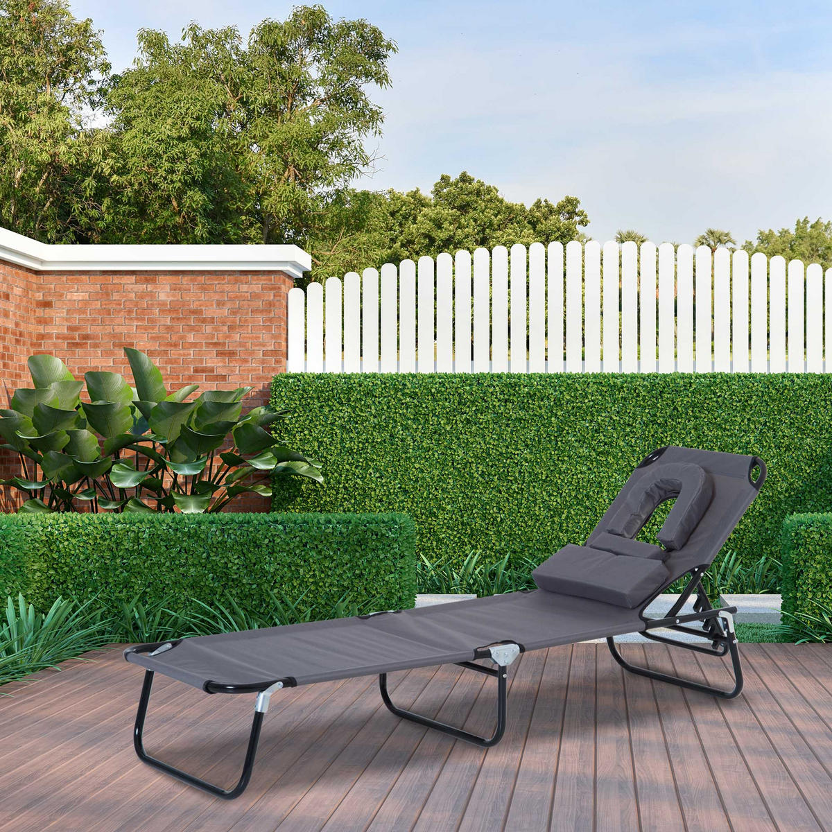 SONNENLIEGE Sonnenliege Klappbare Sonnenliege mit 4-fach verstellbarer Rückenlehne,Tragkraft 120kg，190x56x28cm - Grau, Metall (56/28/190cm) - Vallsero