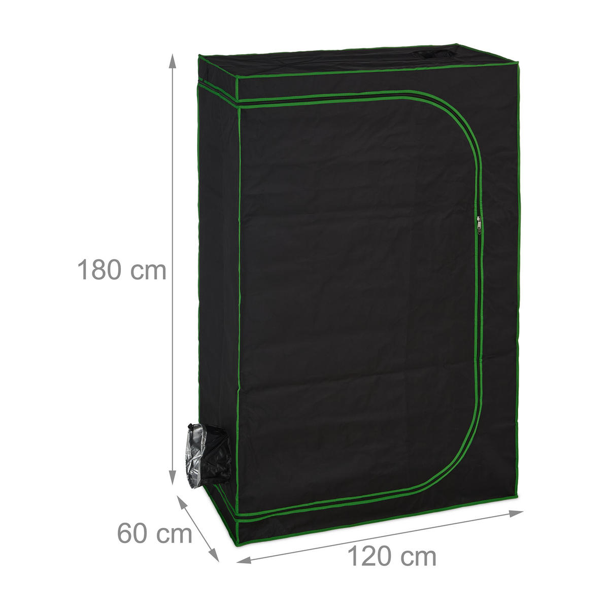 GROWZELT - Schwarz, Kunststoff/Textil (120/180/60cm) - Relaxdays