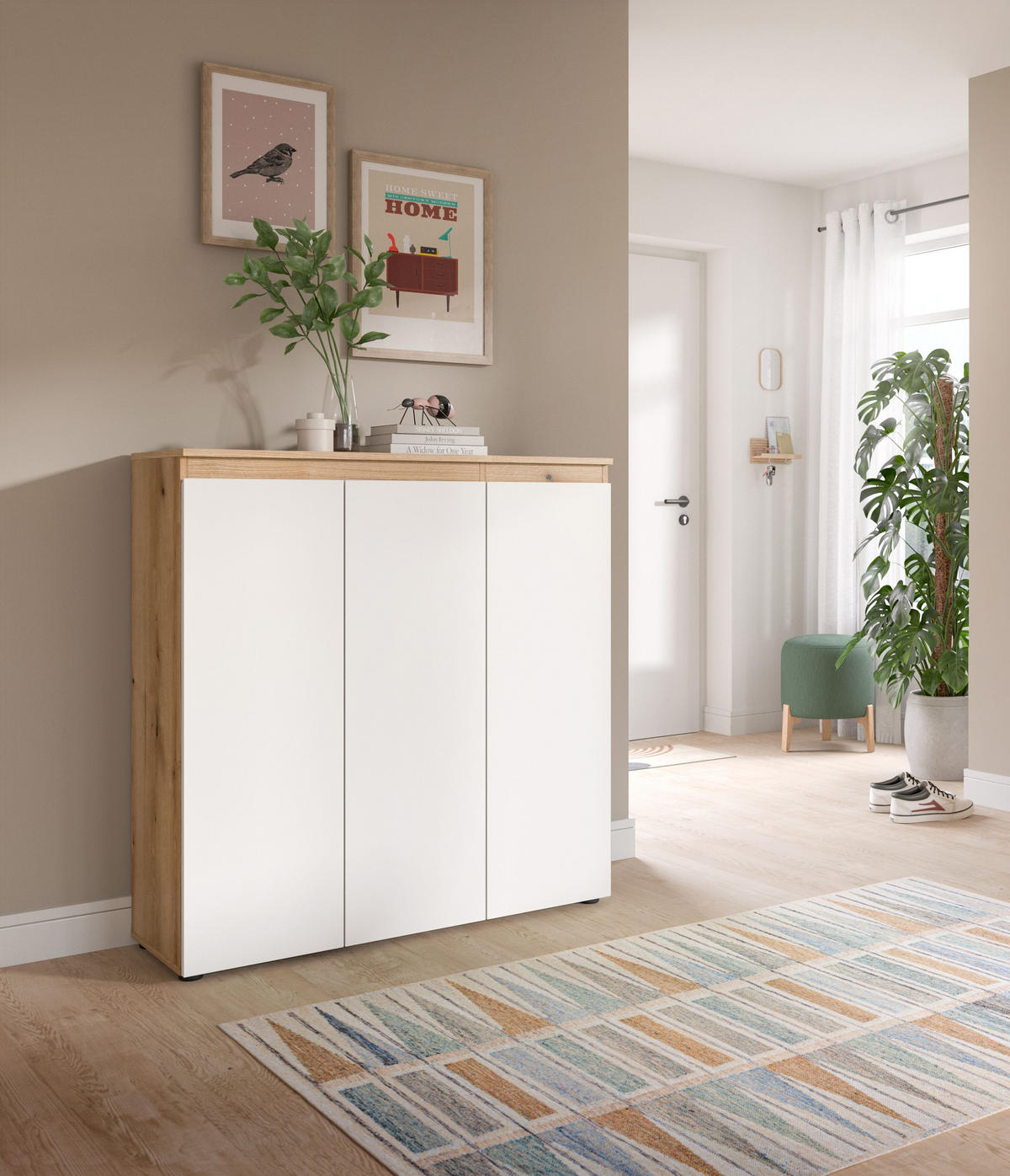 UNIVERSALSCHRANK SCARPA (B/H/T: ca. 105/111/37 cm) in Evoke Oak Nachbildung/weiß - Eichefarben, Holzwerkstoff (105/111/37cm)