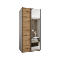 SCHWEBETÜRENSCHRANK 245,5/120/64 2-türig - Schwarz/Eiche Artisan, Holz/Metall (120/245/64cm) - Abiks Möbel
