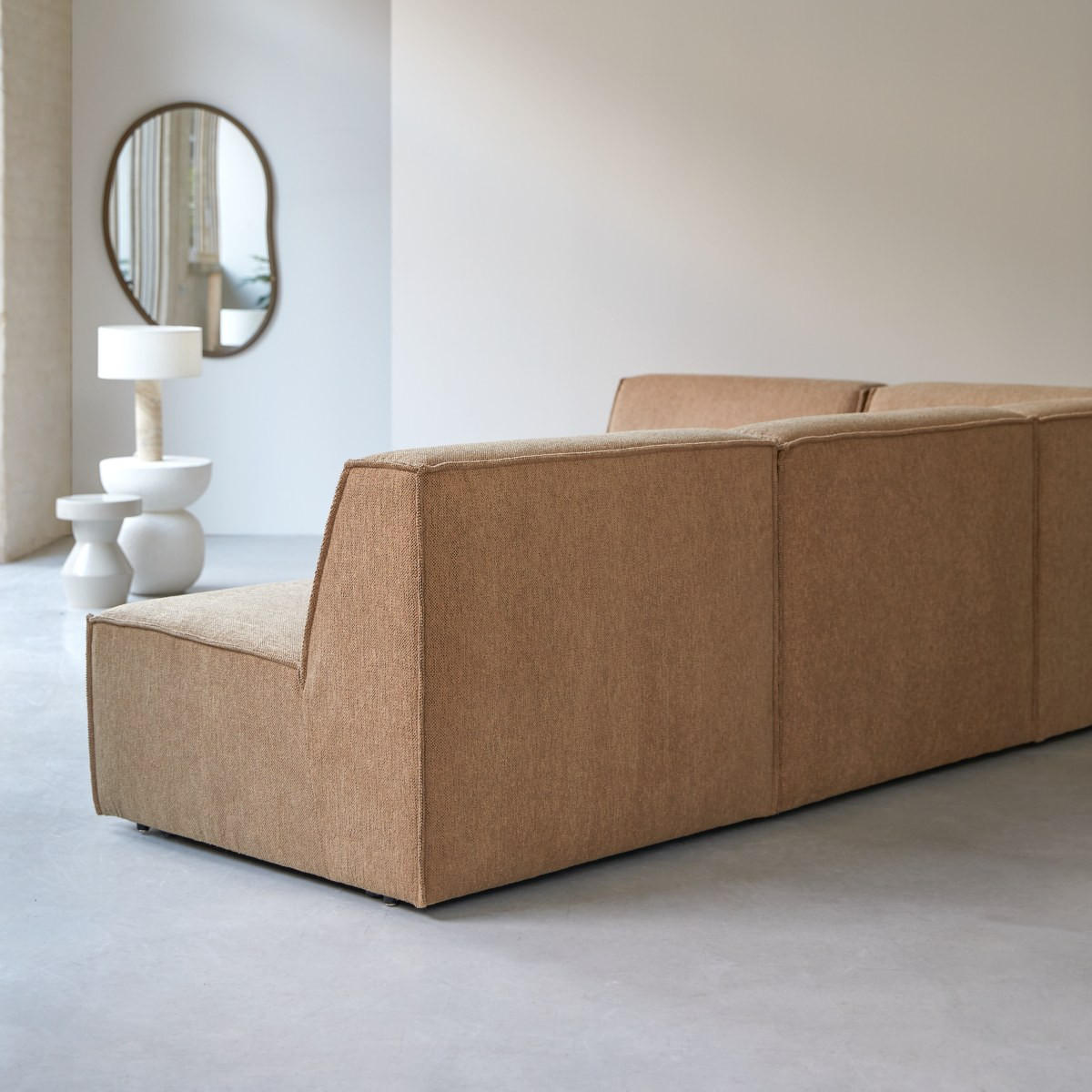 SOFA Dario Braun aus Stoff - Braun, Textil (291/259cm) - Tikamoon
