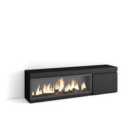 LOWBOARD, Tv-Schrank Elektrokamin XXL, schwarz, 158/35/45cm - Schwarz, Holzwerkstoff (158/45/35cm) - Skraut Home
