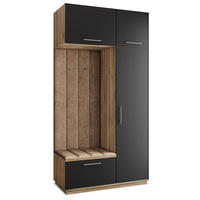 GARDEROBENSCHRANK REMA 120/240/60 cm Modern Garderobe-Set Eiche Wotan - Beige/Eiche Wotan, Holzwerkstoff (120/240/60cm) - MASSENO