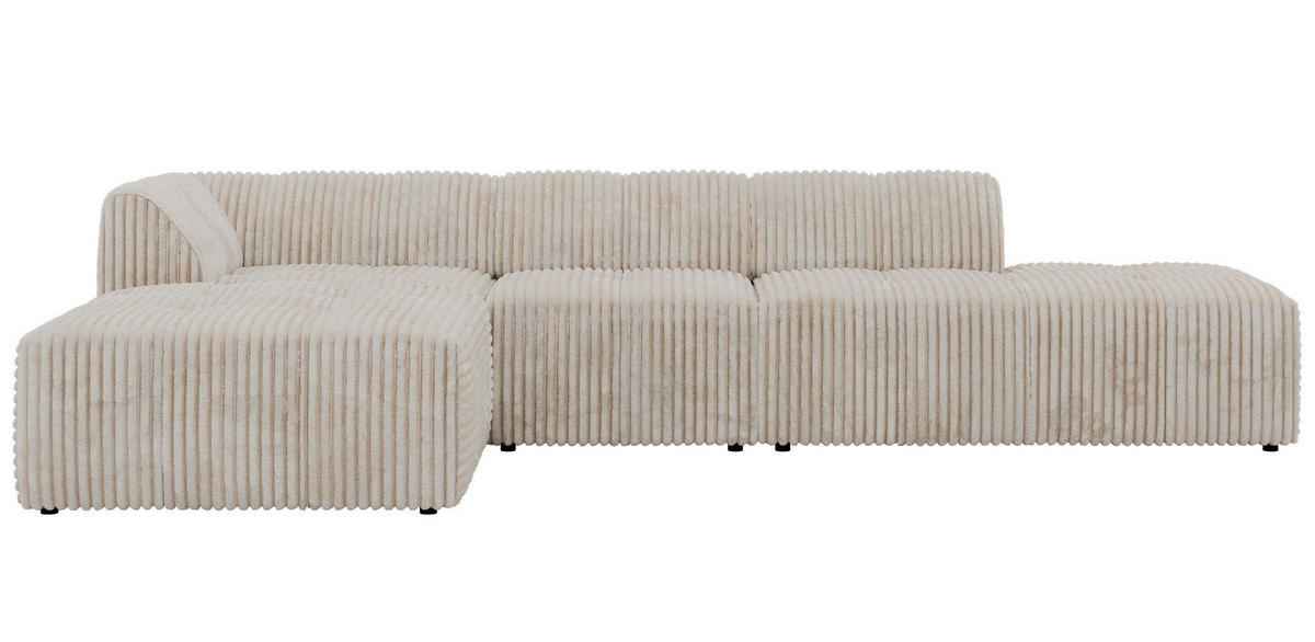 ROHOVÁ SEDAČKA GRIDA 3M L Béžová Manšestr - Vlevo - černá/krémová, textil/plast (335/176cm) - MKS