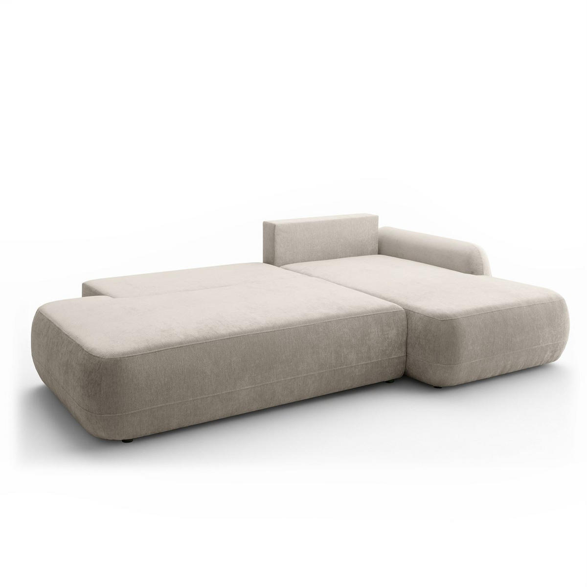ECKSOFA GOYA mit Schlaffunktion und Bettkasten, Rechte, Perfect Harmony 04 - Ecru, Textil (302/184cm) - Lookway