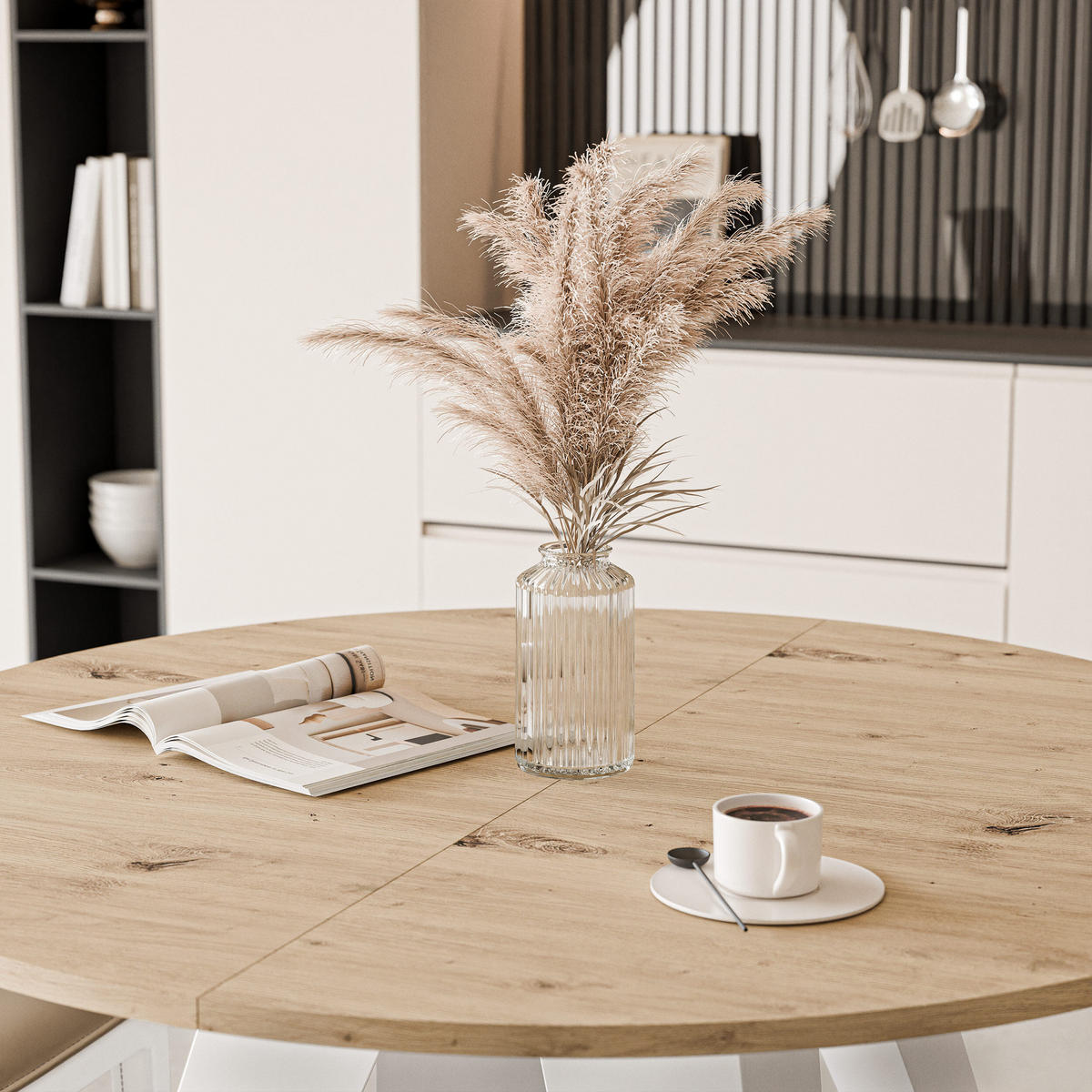 ESSTISCH ausziehbar auf MDF, Artisan Eiche - Eiche Artisan/Weiß, Holzwerkstoff (100/100/76cm) - Idohome