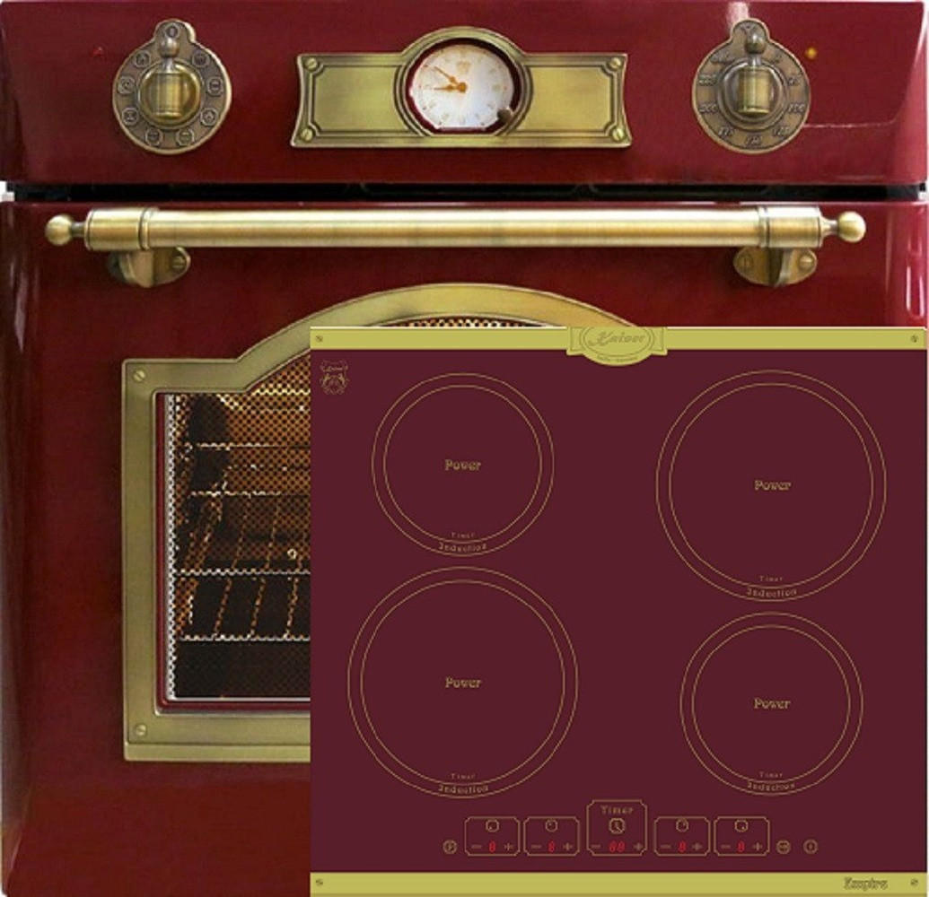 BACKOFEN-SET Elektro Backofen 60 cm EH 6355 RotEm+KCT 6195 iRotEm Induktionskochfeld 60 cm Rot - Rot, Metall (59.4/59.4/57.5cm) - Kaiser Küchengeräte