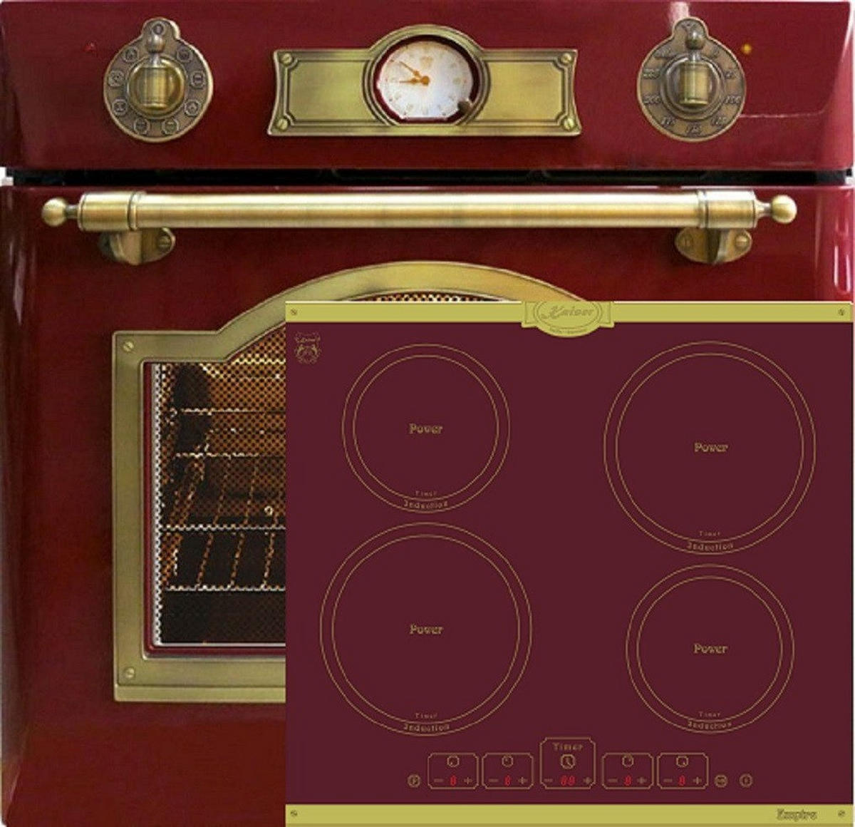 BACKOFEN-SET Elektro Backofen 60 cm EH 6355 RotEm+KCT 6195 iRotEm Induktionskochfeld 60 cm Rot - Rot, Metall (59.4/59.4/57.5cm) - Kaiser Küchengeräte