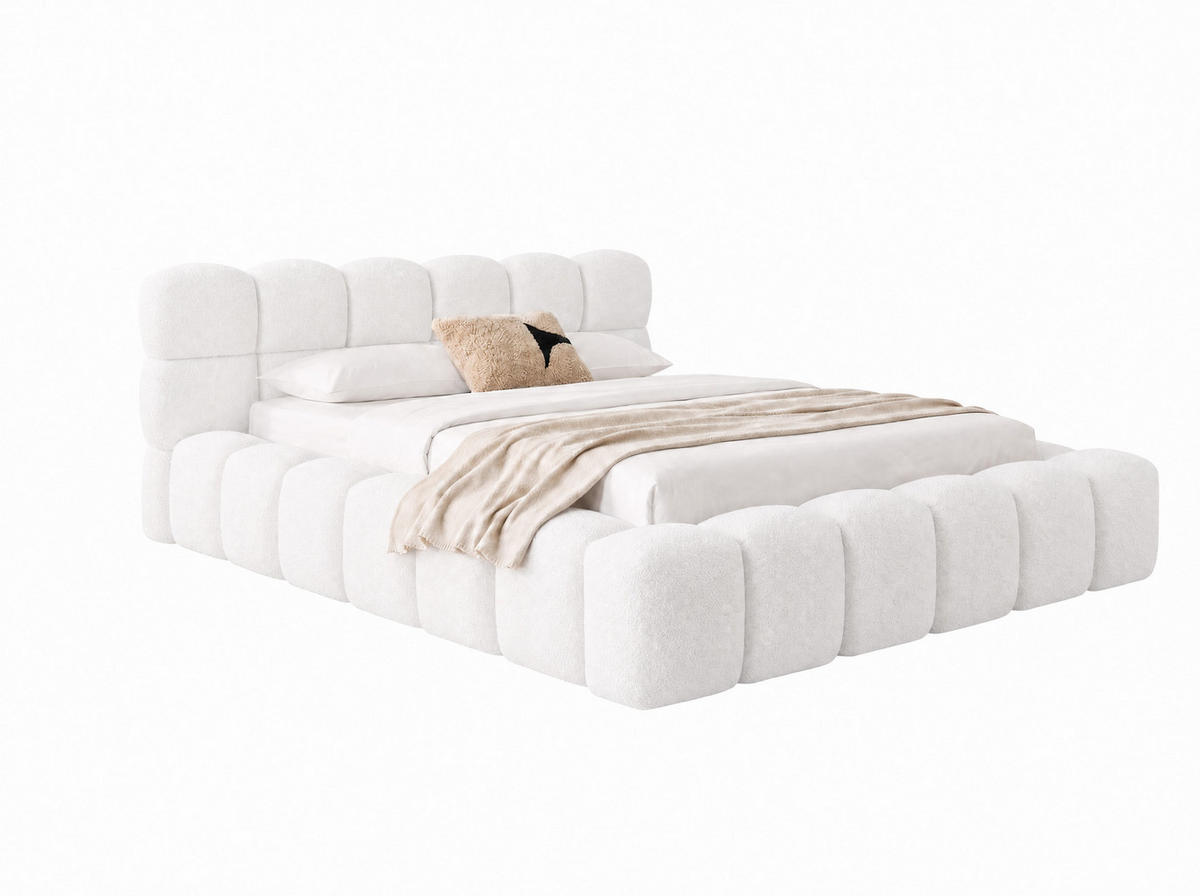 POLSTERBETT Mira Off-White 180/200 cm Boucle mit Bettkasten - Creme, Textil/Metall (180/200cm) - wonello